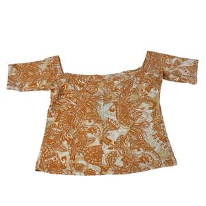 Guess Jada Top L Sunset Paisley Off Shoulder Half Sleeve Boho Y2K NWT